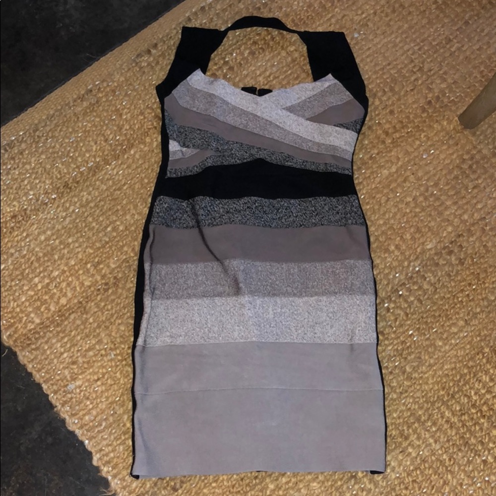 Black/Gray Gradient Bandage Dress